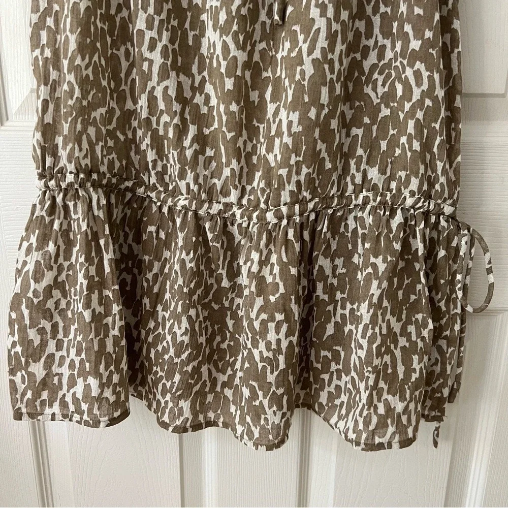 J.Crew Women Top Small Brown Leopard Print Drawstring Halter‎ Gauzy Cinched BOHO